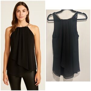 Marciano Black Chiffon Chain Neck Sleeveless Blouse Size S
